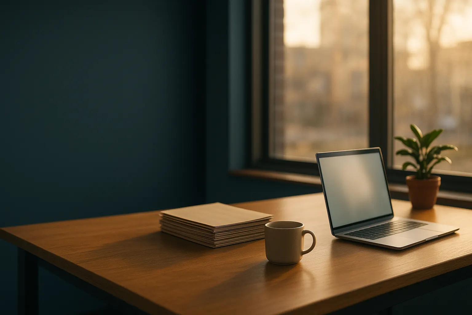 A calm, organized small business desk
